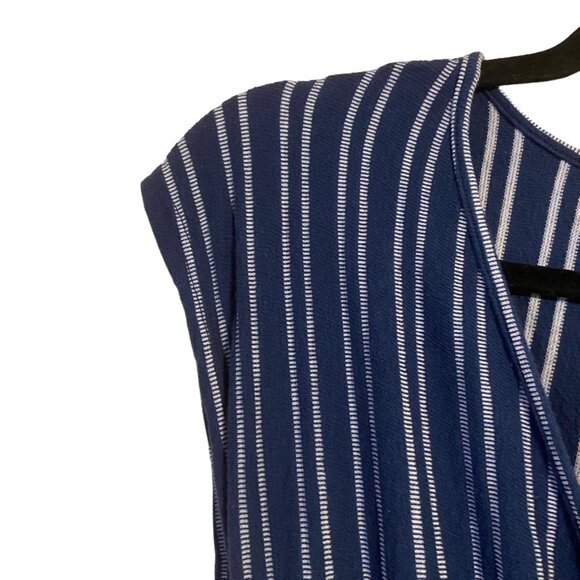 Caution to the wind Blue White Stripe V-Neck Soft Cropped Jumpsuit Romper Size M - Picture 10 of 12